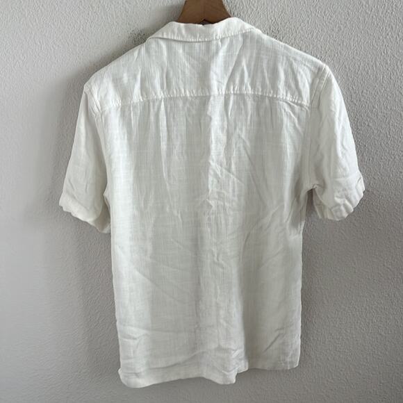 Zara Button Front Collar Textured Linen Blend Top Blouse Shirt Medium - Picture 2 of 6